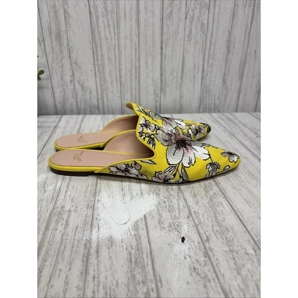 Womens Size 8.5 J Crew Embroidered Mules